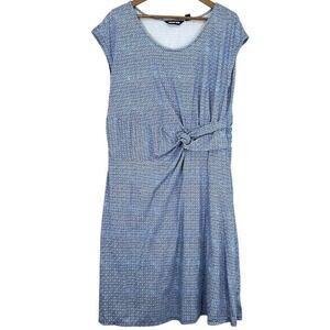 Lands' End Women's Blue Patterned Knit Dress Knee Length 1X Modal Blend Jersey